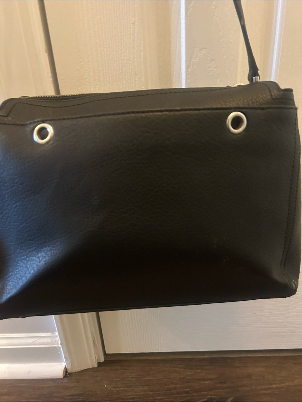 Calvin Klein Reyna Black Pebbled Leather Crossbody with Silver Hardware - Picture 3 of 10